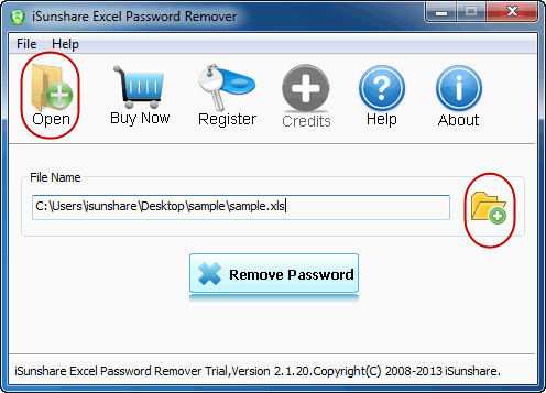 isunshare excel password remover