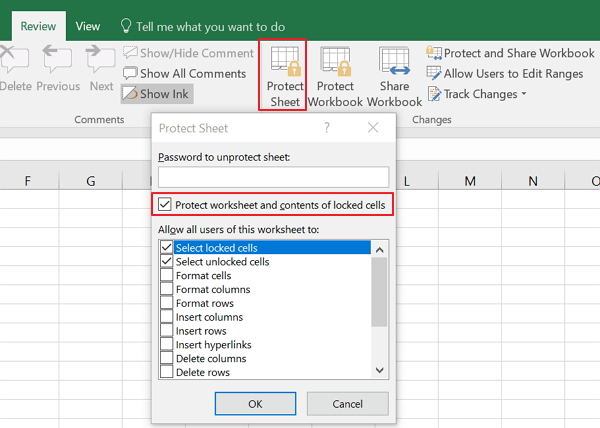  lock all cells in excel