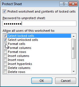 password protect cell data on excel 2010