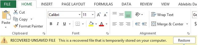 how to recover unsaved excel files