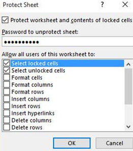 password protect excel 2016