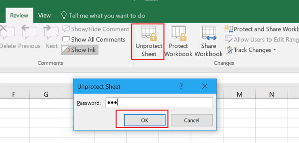 unlock cells in excel