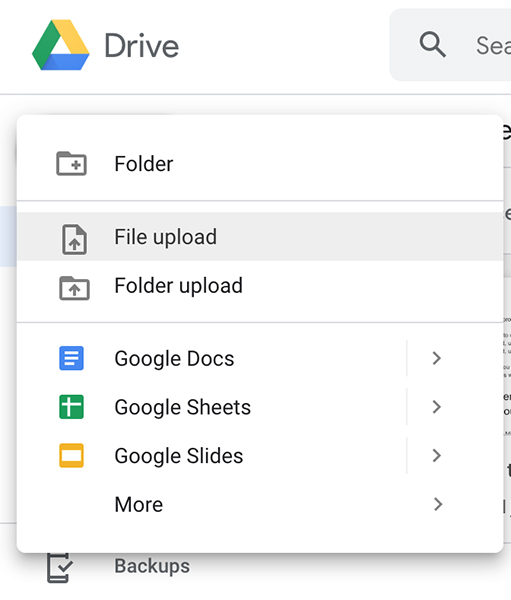 upload google drive