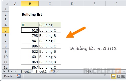 vlookup from another sheet building list