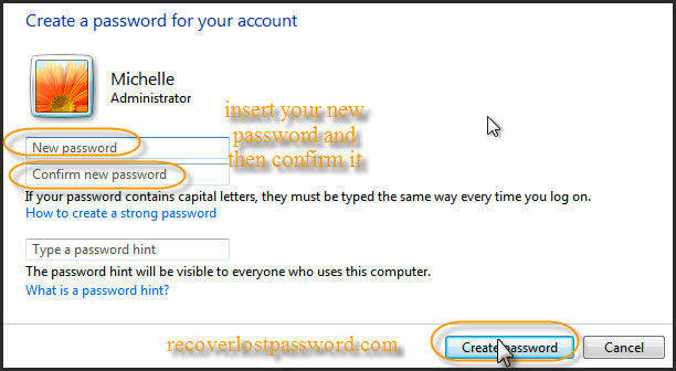 insert windows 7 password