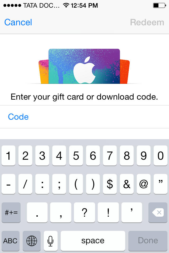 Enter gift card on iPhone