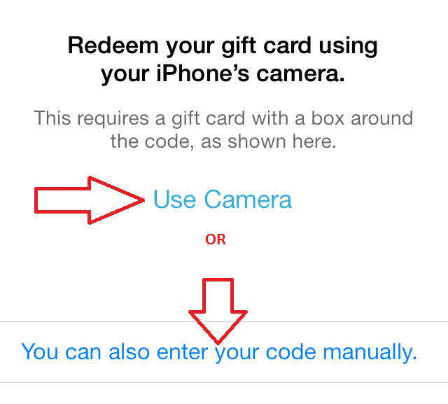 redeem iTunes gift card with iPhone camera