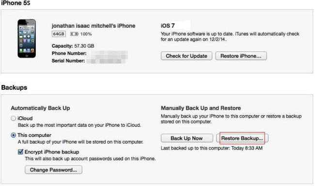 password to unlock iphone backup file