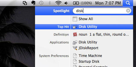 Disk Utility Spotlight