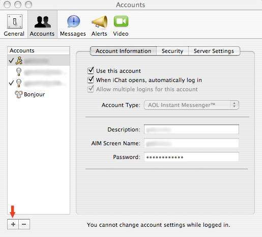 how to change a password on ichat