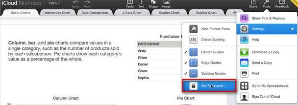 password protect iwork documents on icloud web