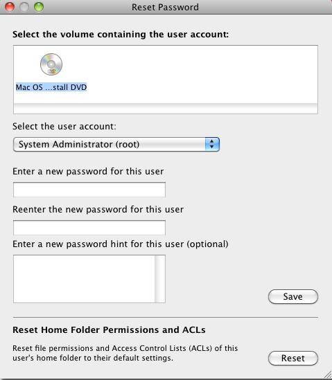 reset mac os x login password