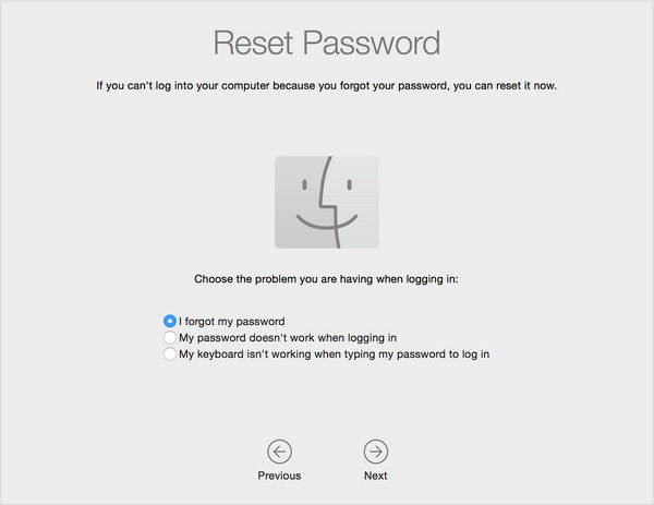 reset password window