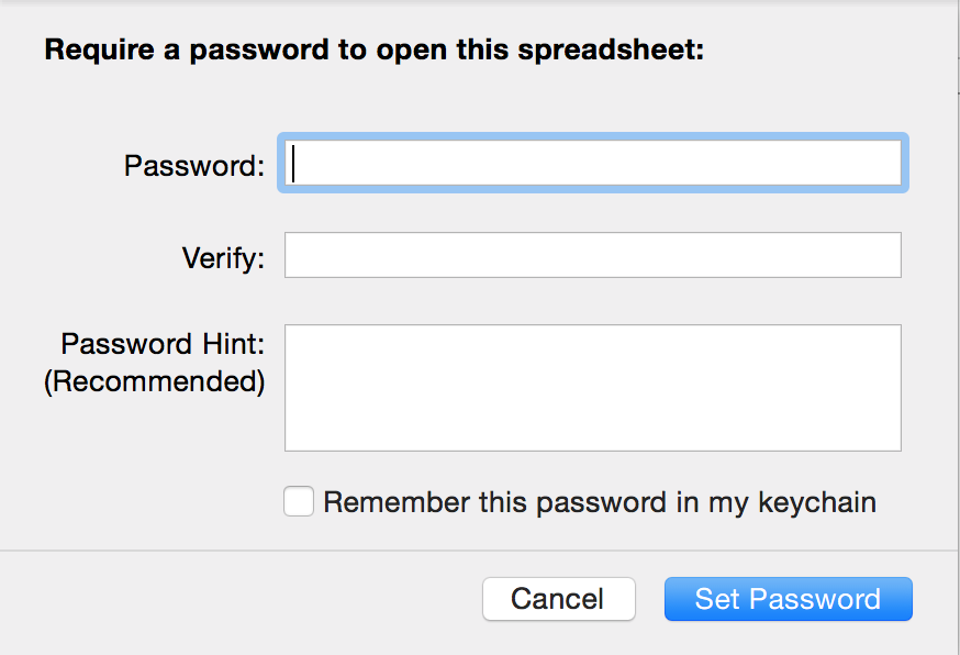 Set Numbers Password