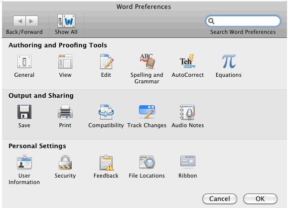 word-preferences security