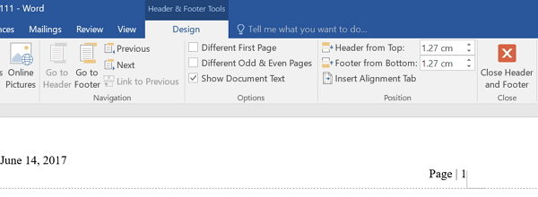  add page numbers to exiting footer