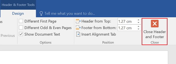 inset page numbers in word