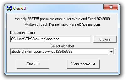 free MS Office password recovery