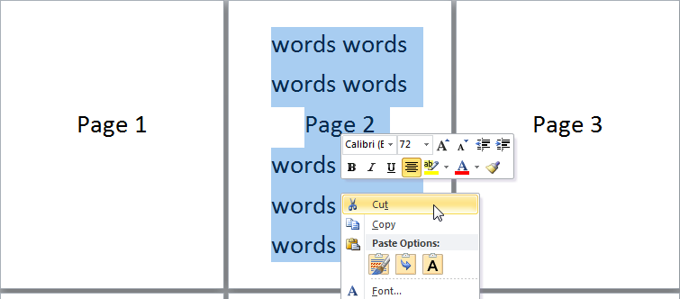  cut word page