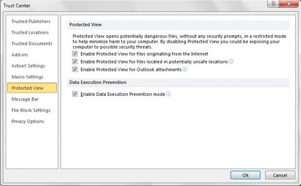 disable protected view