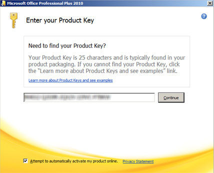 enter product key