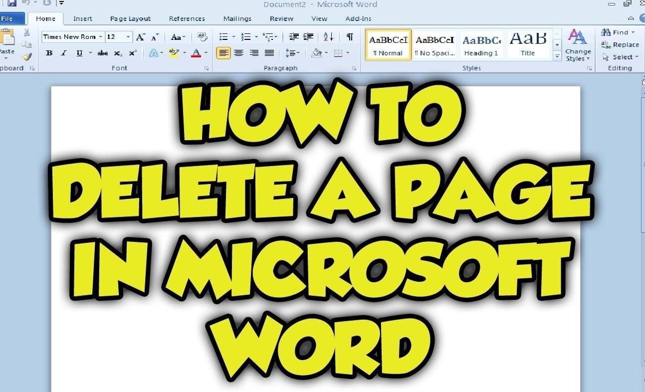 how to delete a page in Word 2016