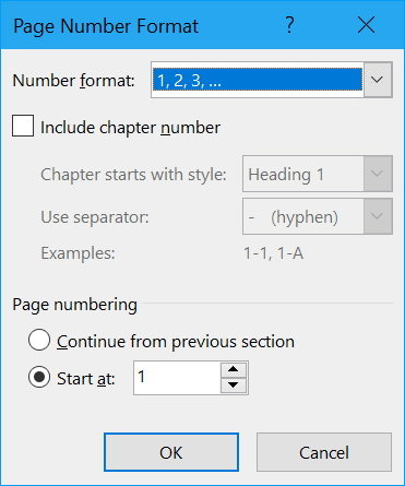  how to start page numbering later in word