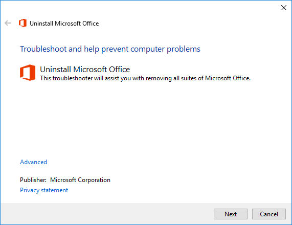 uninstall office 2016