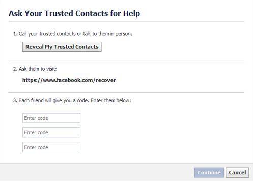 how to use facebook trusted contacts to recover password