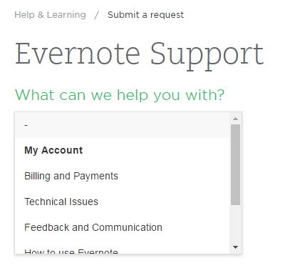 change forgotten evernote password