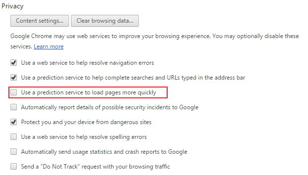 disable google chrome dns cache