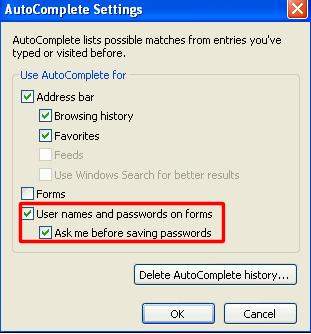 how to remember a password in internet explorer