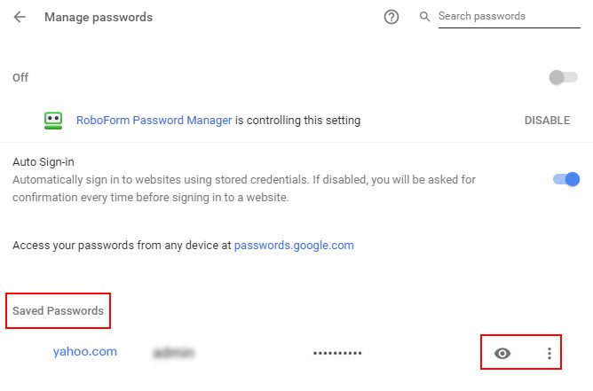 show yahoo mail password