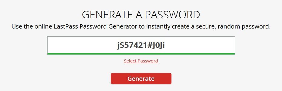 LastPass generate password