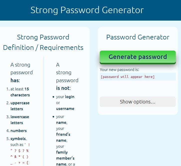 strong password generator