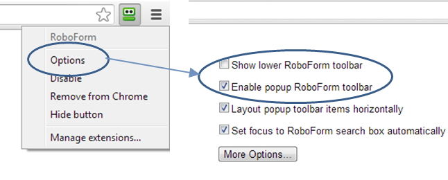 roboform toolbar does not show up in chrome