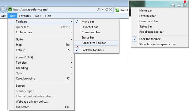 roboform toolbar disappear in ie