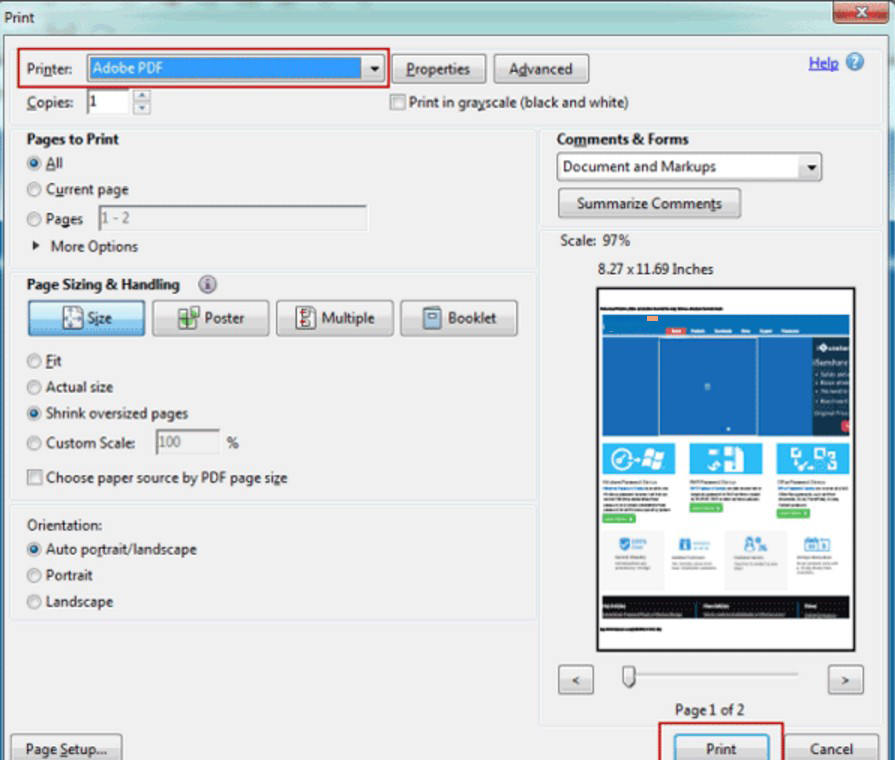 how to save and print web page as pdf on ie