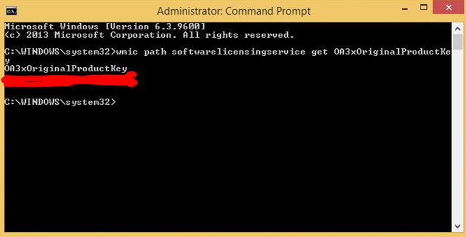 product key with cmd