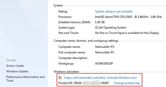 Windows 7 activation