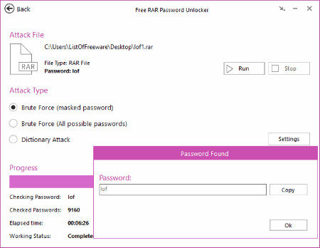 free rar password unlocker