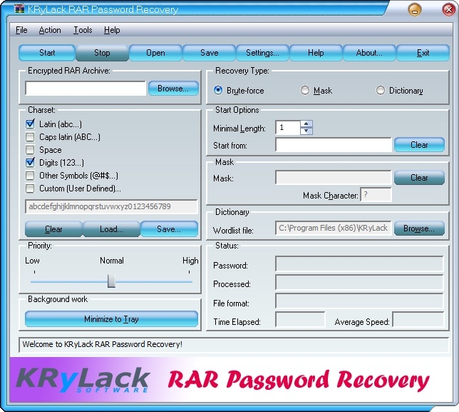 krylack rar password recovery