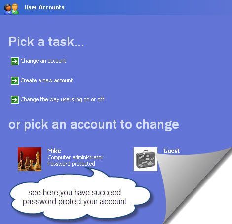 Click To View Screenshots Of Succeed Password Protect Windwos XP Account