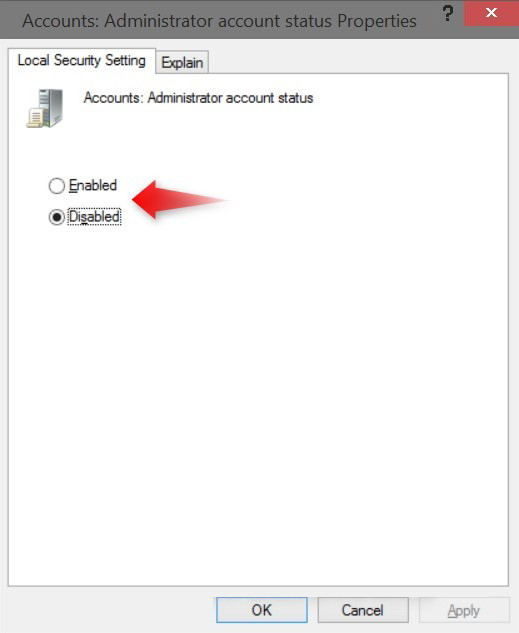 how to disable built-in administrator account in windows 10