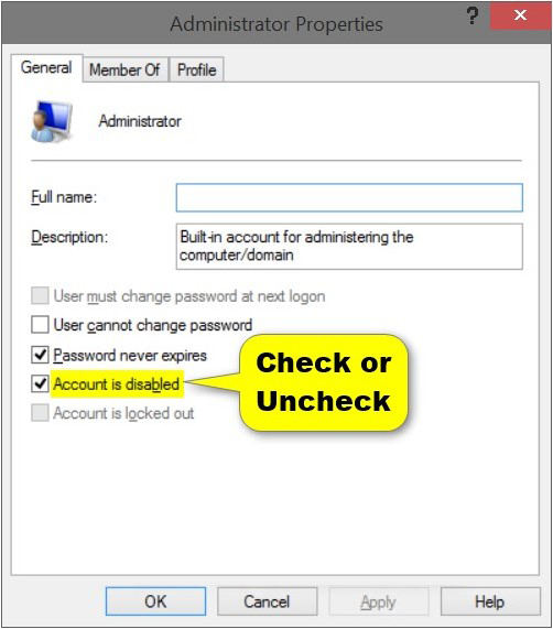 how to disable built-in administrator account in windows 10