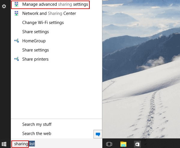 manage advanced sharing settings