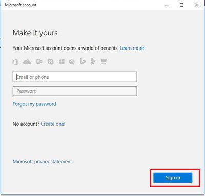 Microsoft account sign in