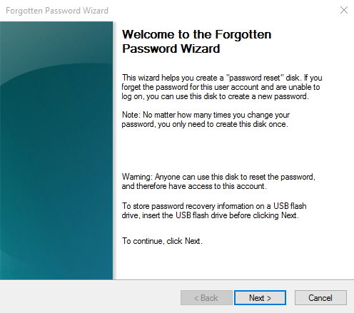 make a windows 10 password recovery disk