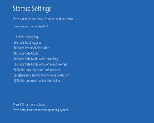 start windows 10 in safe mode