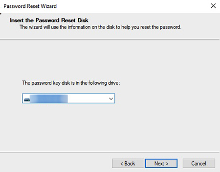 select password reset disk